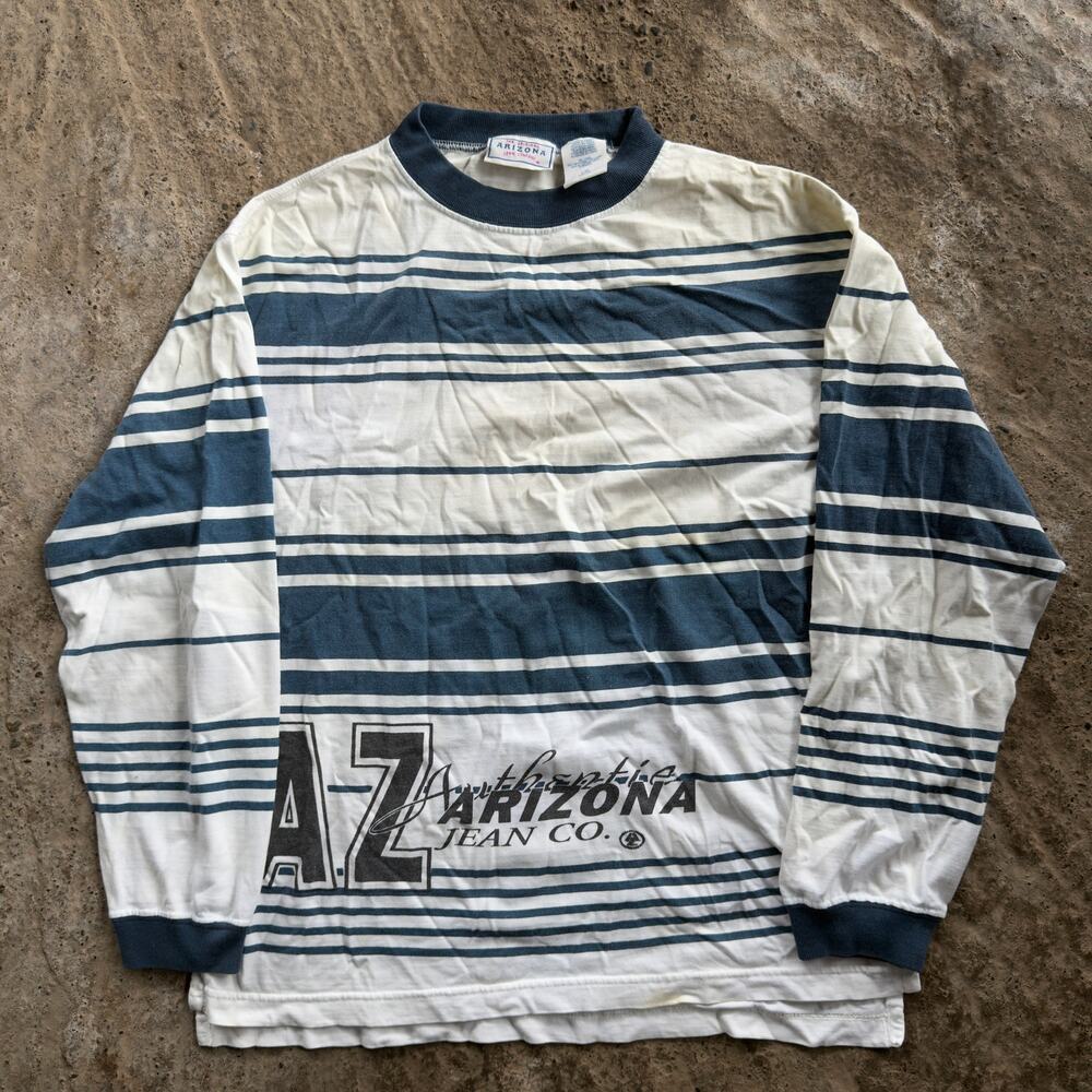 Vintage Arizona Jean Company Long Sleeve Shirt Men's Large Striped Surfing 00s